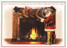 Santa at fireplace Christmas Card
