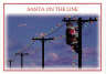 Santa stringing lights on telephone line Christmas Card