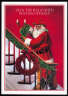 Santa hanging holly on staircase Christmas Card