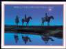 Three cowboys with reflection of three wise men Christmas Card