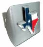 Texas Shape Flag Brushed Chrome Hitch Cover