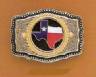 Belt Buckle - Shape of Texas on Black and Gold Buckle